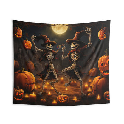 Dancing Skeleton Halloween Tapestry, Pumpkins Wall Art Hanging Cool Unique Landscape Aesthetic Large Small Decor College Dorm Room Starcove Fashion