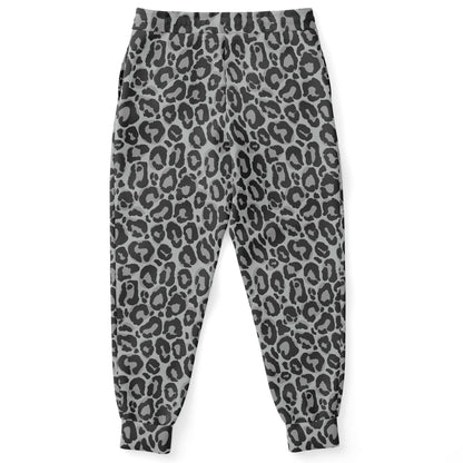 Grey Leopard Joggers Sweatpants with Pockets, Gray Cheetah Animal Print Women Men Female Ladies Fleece Sweats Pants Loungewear Bottoms