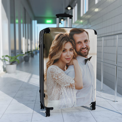 Custom Photo Suitcase Luggage, Personalized Upload Picture Carry On 4 Wheels Cabin Travel Small Large Set Rolling Spinner Lock Hard Shell