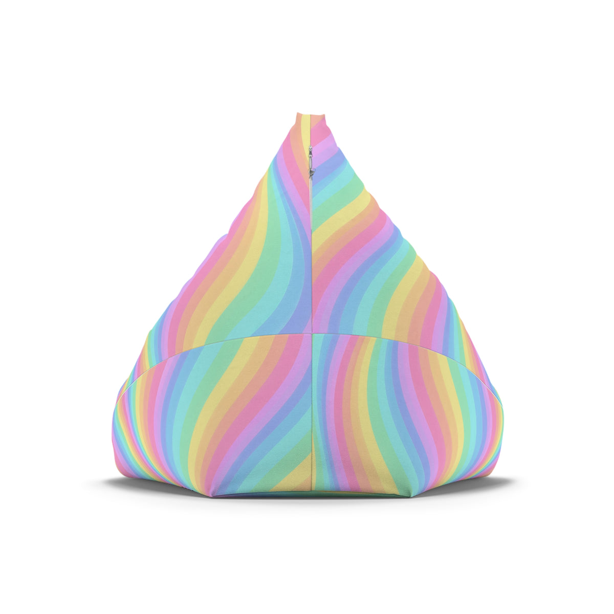 Rainbow Bean Bag Chair Cover, Pastel Wavy Stripes Washable Triangle Furniture Small Large Adult Children Kids Playroom Apartment Dorm Decor