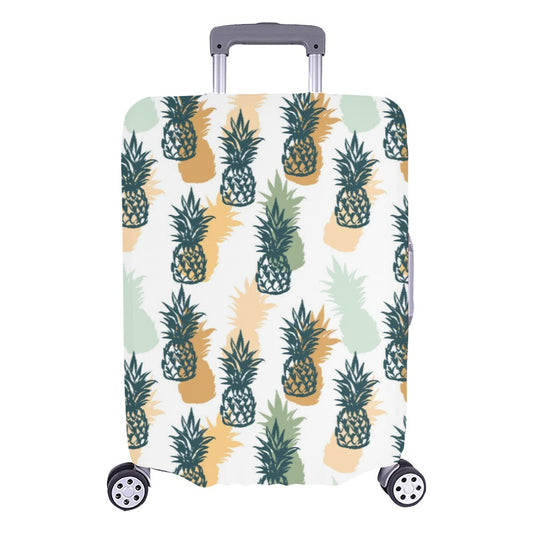 Pineapple Luggage Cover, Flowers Tropical White Aesthetic Print Suitcase Carry On Bag Washable Protector Travel Designer Zipper Gift