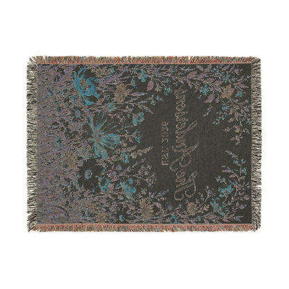 Custom Family Name Woven Blanket Tapestry, Wildflowers Throw Floral Botanical Personalized Wedding Anniversary Engagement Cotton Small Large