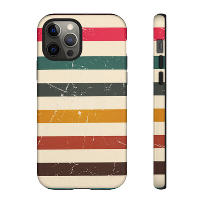 Retro stripes Iphone 14 13 12 Pro Case, Cute Aesthetic Tough Cases 11 8 Plus X XR XS Max Samsung Galaxy Google Pixel Phone Cover