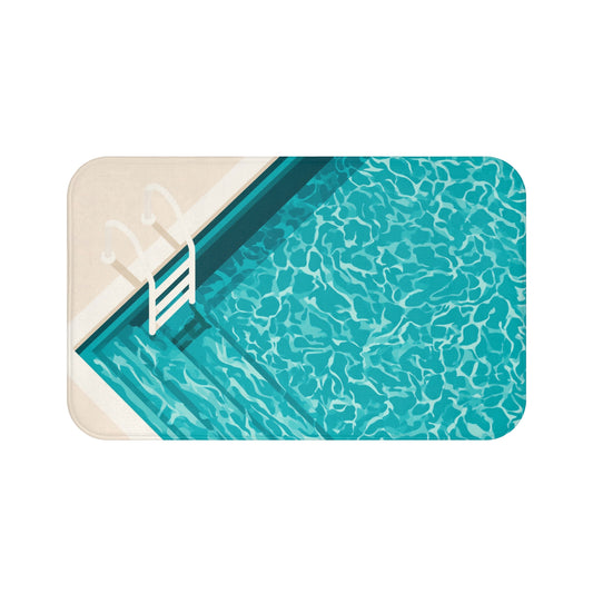 Pool Swimming Bath Mat, Resort Memory Foam Cute Shower Bathroom Decor Non Slip Floor Large Small Washable Quick Dry Luxury Rug