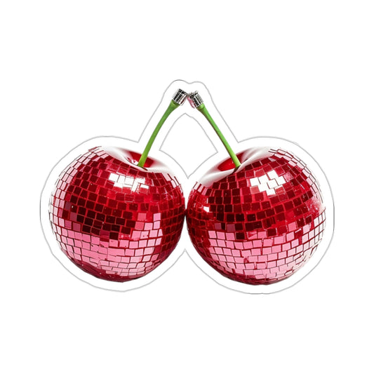 Disco Cherries Sticker Decal, Red Mirror Fruit Art Vinyl Laptop Cute Waterbottle Tumbler Car Waterproof Bumper Clear Aesthetic Die Cut Wall Starcove Fashion
