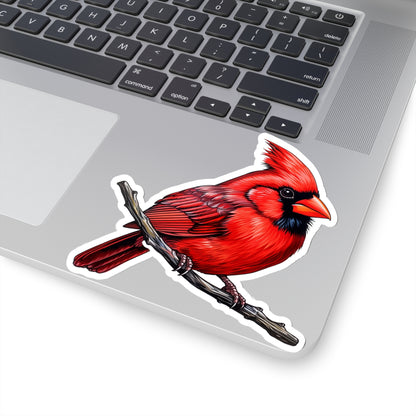 Cardinal Sticker Decal, Red Bird Art Vinyl Laptop Cute Waterbottle Tumbler Car Waterproof Bumper Clear Aesthetic Die Cut Wall