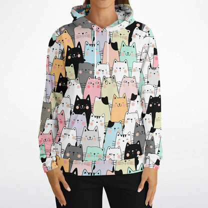 Cats Hoodie, Kittens Animal Pullover Men Women Adult Aesthetic Graphic Cotton Hooded Sweatshirt with Pockets Designer Plus Size