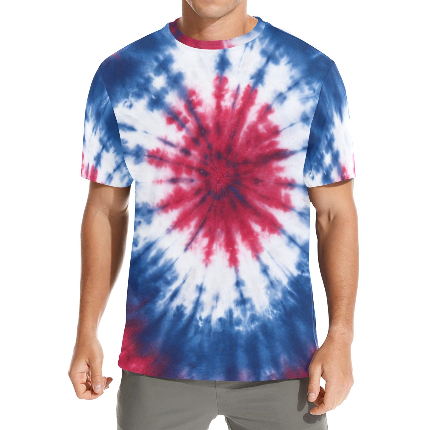 Red White Blue Tie Dye Tshirt, Designer Graphic Aesthetic Lightweight Summer Crewneck Men Male Women Tee Top Short Sleeve Shirt