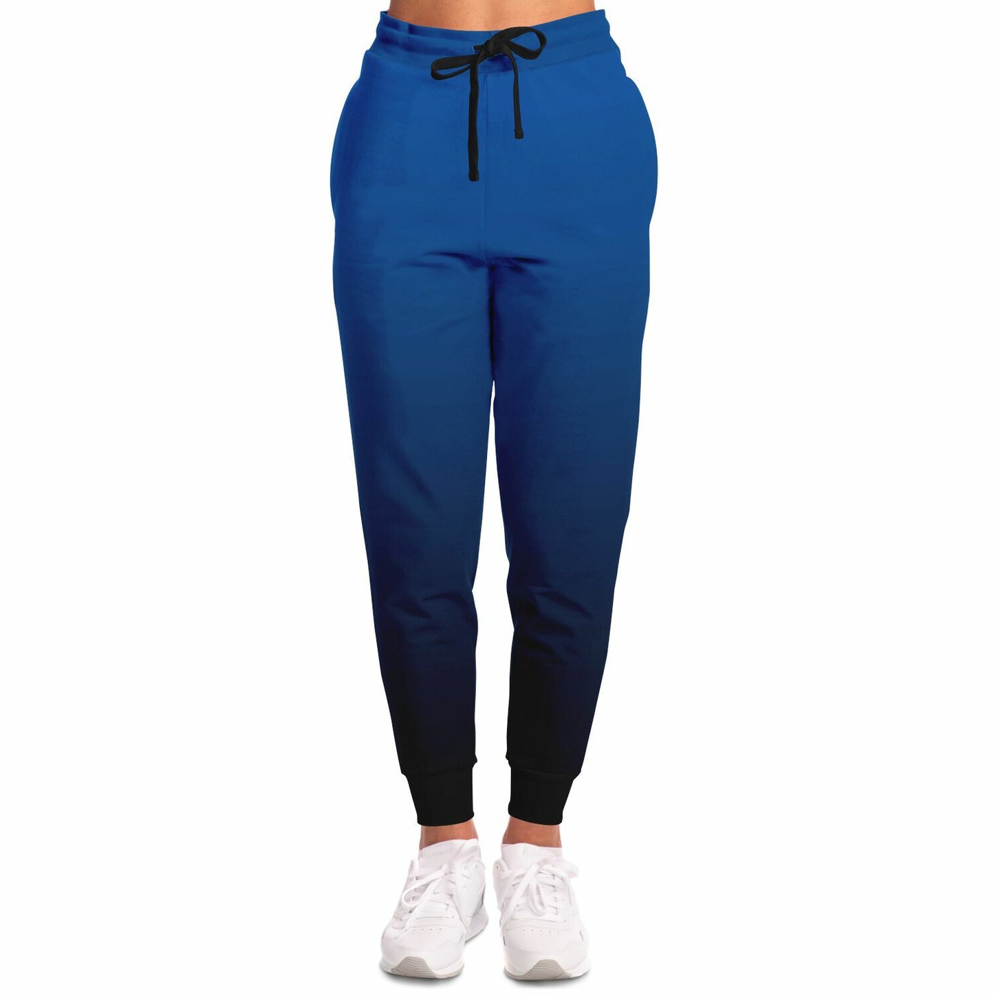 Blue Black Ombre Joggers Sweatpants Pockets, Gradient Tie Dye Women Men Female Ladies Fleece Comfy Sweats Pants Loungewear Bottoms