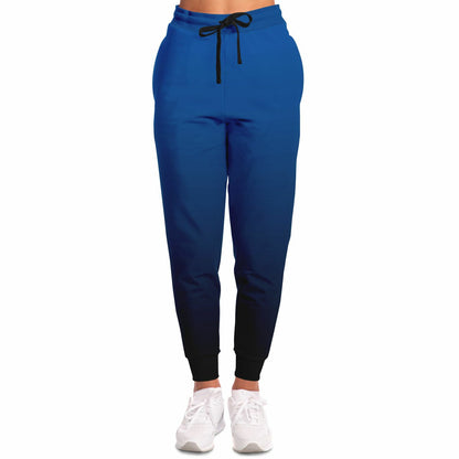 Blue Black Ombre Joggers Sweatpants Pockets, Gradient Tie Dye Women Men Female Ladies Fleece Comfy Sweats Pants Loungewear Bottoms