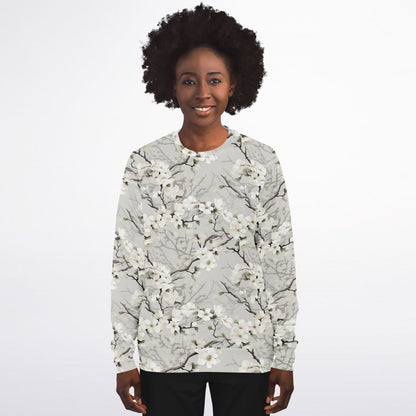 Camo Sweatshirt, Realistic Camouflage Floral Flowers Off White Cream Crewneck Fleece Cotton Sweater Jumper Pullover Men Women Designer Top