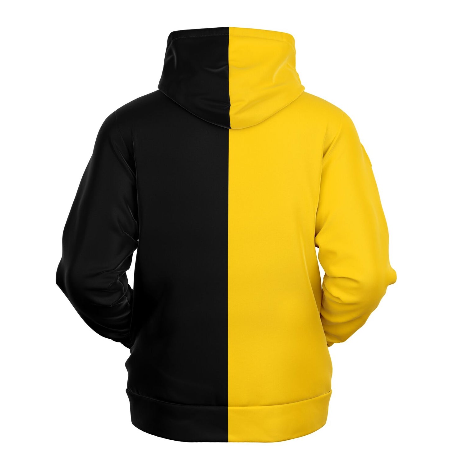 Half Black Half Yellow Hoodie, Two Tone Color Split Pullover Men Women Adult Cotton Hooded Sweatshirt with Pockets Designer Plus Size