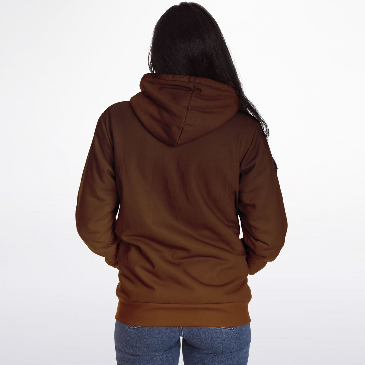 Brown Ombre Zip Up Fleece Lined Hoodie, Gradient Heavyweight Full Zipper Pocket Men Women Unisex Aesthetic Graphic Hooded Sweatshirt Jacket