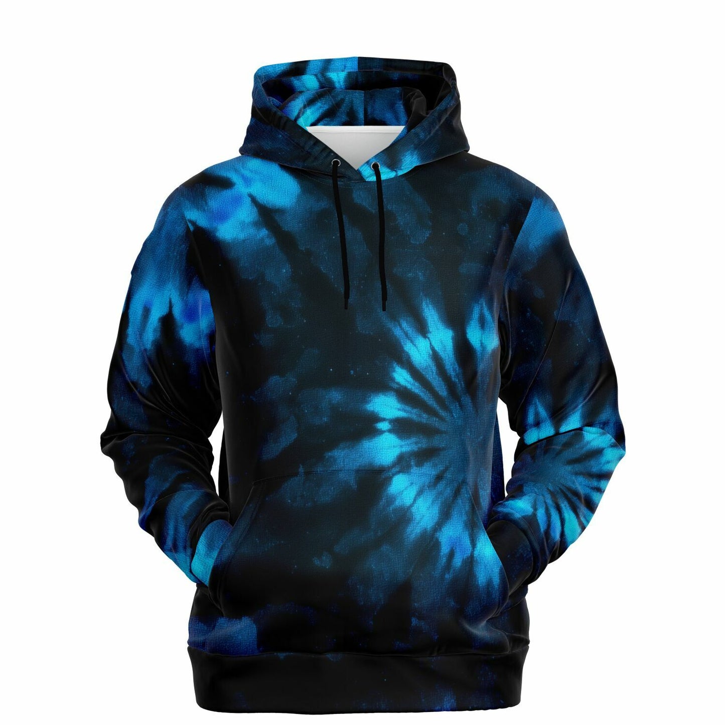 Black and Blue Tie Dye Hoodie, Pullover Men Women Adult Aesthetic Graphic Cotton Hooded Sweatshirt with Pockets Designer Plus Size