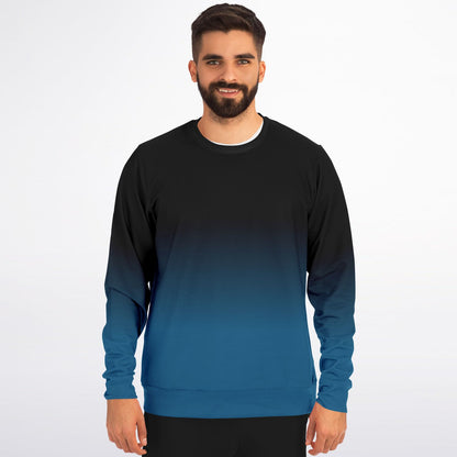 Black Blue Ombre Sweatshirt Cotton, Tie Dye Gradient Crewneck Fleece Sweater Jumper Pullover Men Women Adult Aesthetic Designer Top