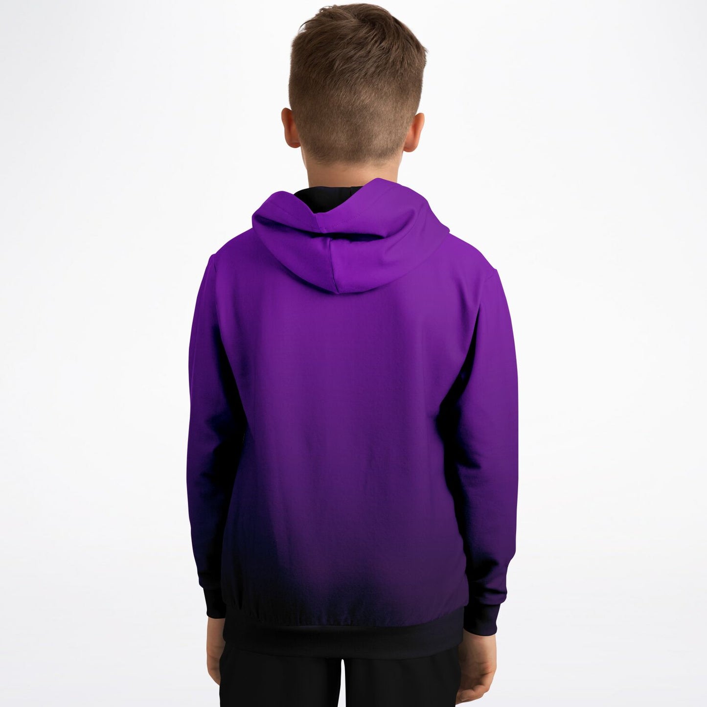 Black Purple Ombre Kids Pullover Hoodie, Tie Dye Gradient Girls Boy Toddler Youth Children Fleece Cozy Cotton Hooded Sweatshirt with Pockets