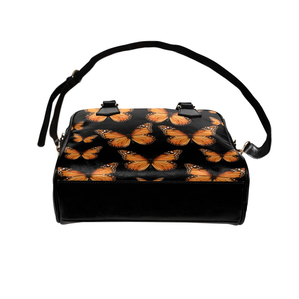 Monarch Butterfly Leather Purse, Women Orange Black Designer Vegan Handbag Animal Print Small Cute Shoulder Ladies Crossbody Bag