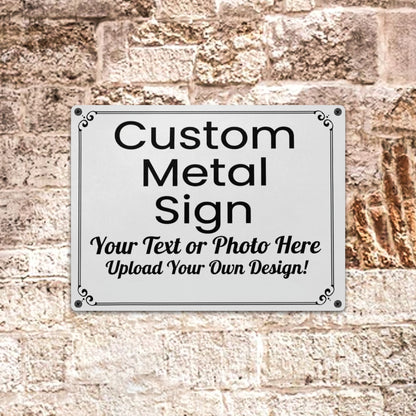 Custom Metal Tin Signs, Personalized Text Photo Farmhouse Landscape Retro Wall Hanging Garage Tacker Outdoors Exterior Business Property