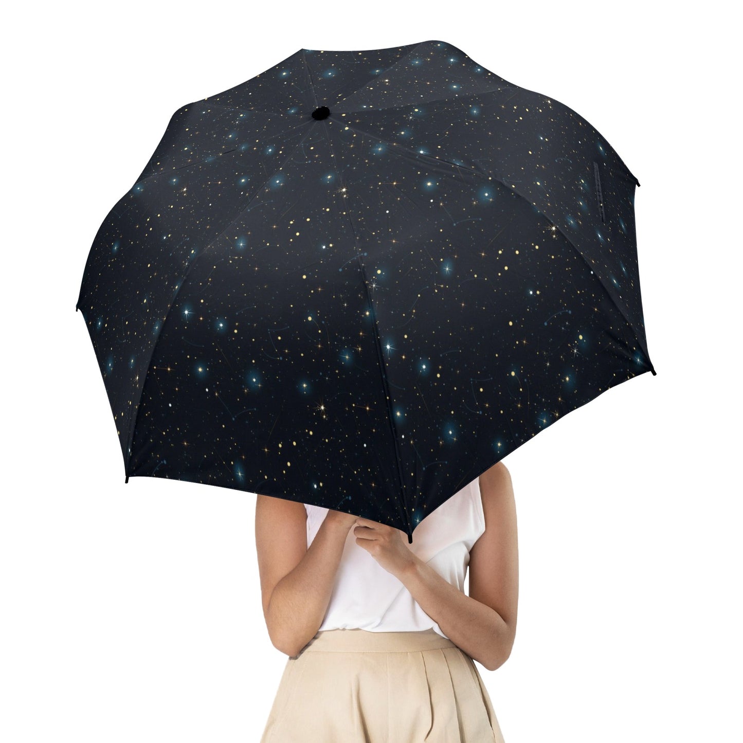 Constellation Umbrella, Space Stars Universe Golf Anti-UV Semi-Automatic Sun Rain Parasol Large Compact Windproof Designer Luxury Men Women