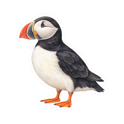 Atlantic Puffin Sticker Decal, Bird Seabird Watercolor Art Vinyl Laptop Cute Waterbottle Tumbler Car Waterproof Bumper 4x4 Clear Die Cut