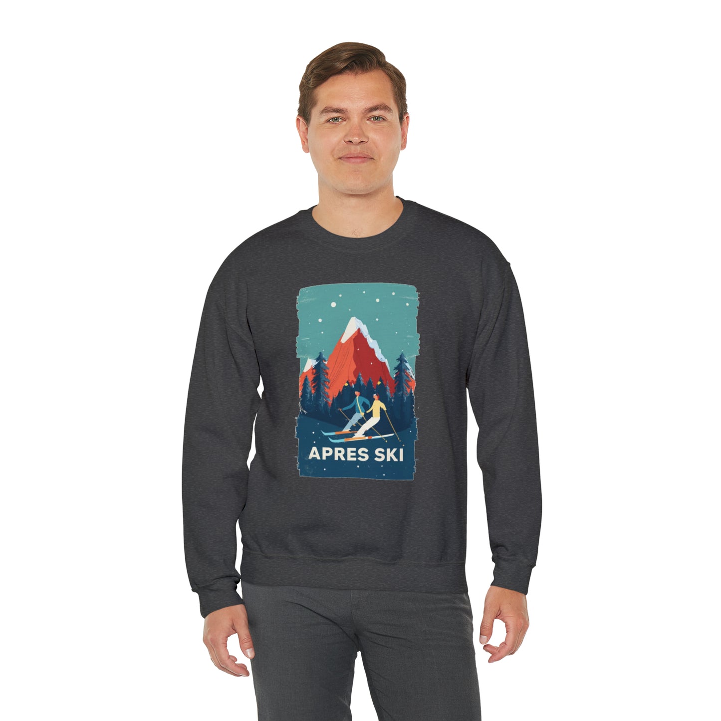Apres Ski Sweatshirt, Mountain Skiing Graphic Crewneck Fleece Cotton Sweater Jumper Pullover Men Women Adult Aesthetic Designer Top