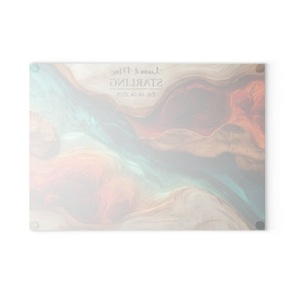 Personalized Glass Cutting Board, Custom Wood Epoxy Charcuterie Chopping Tempered Small Large Realtor Kitchen Decorative Closing Wedding