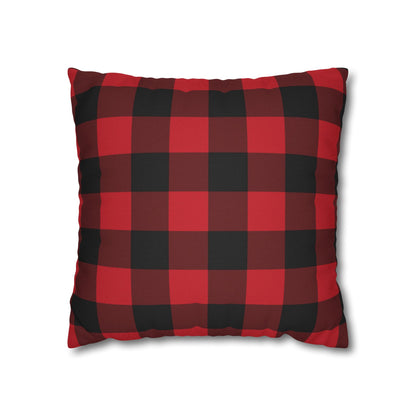 Red Buffalo Plaid Pillow Case, Black Check Square Christmas Throw Decorative Cover Decor Bedding Bed Accent Couch Sofa Bedroom
