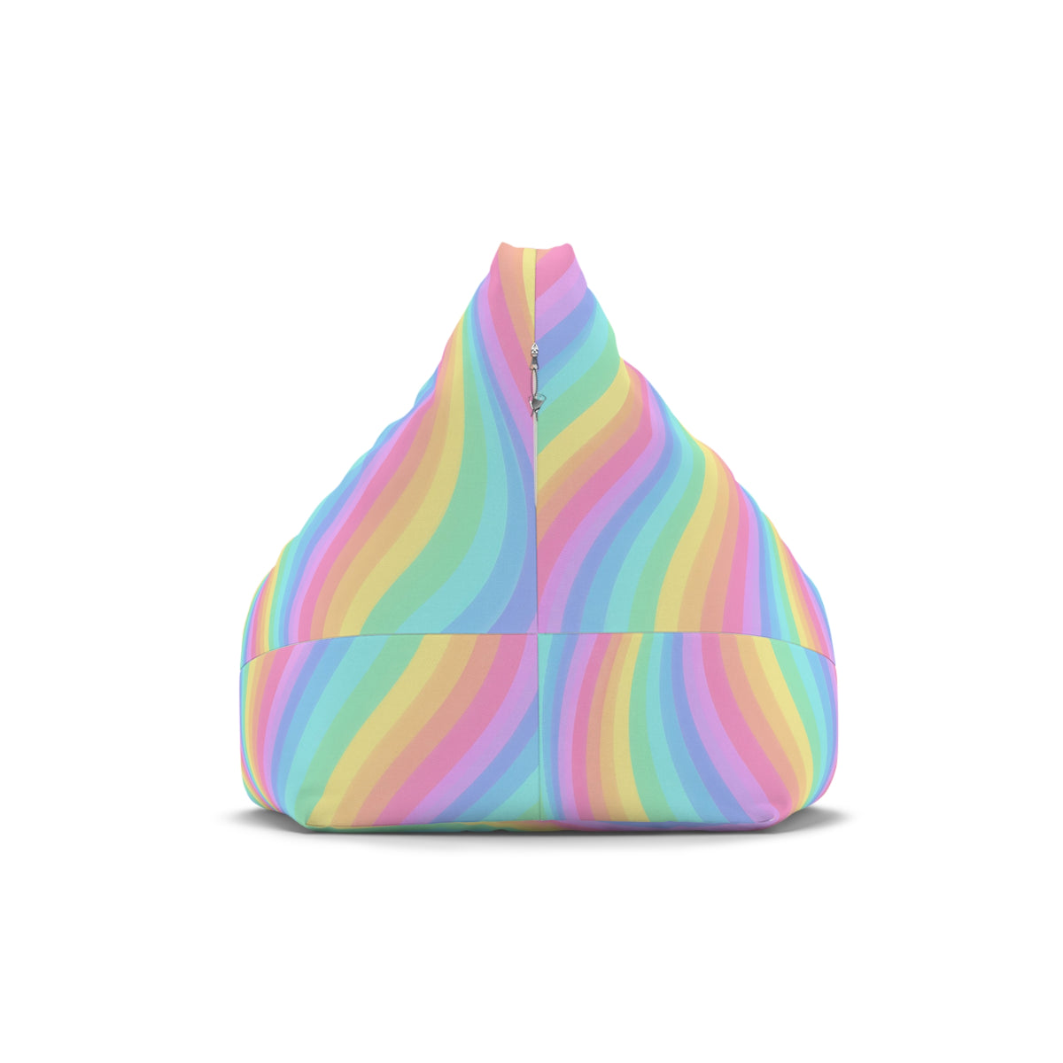 Rainbow Bean Bag Chair Cover, Pastel Wavy Stripes Washable Triangle Furniture Small Large Adult Children Kids Playroom Apartment Dorm Decor
