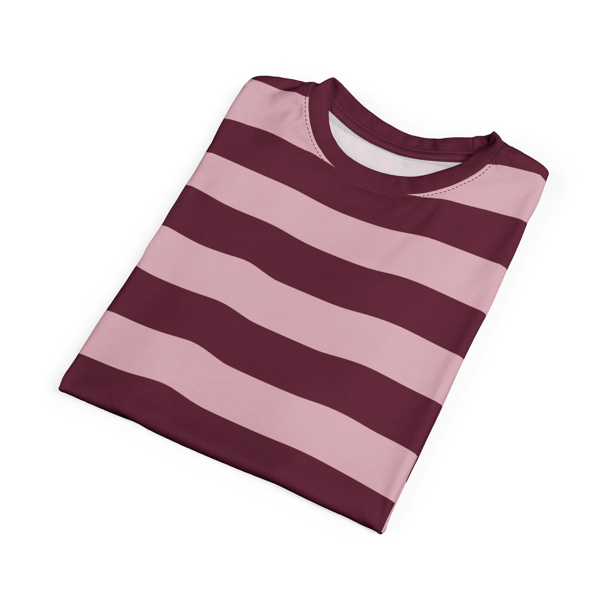 Burgundy Pink Striped Tshirt, Maroon Blush Horizontal Retro Designer Lightweight Heavyweight Crewneck Men Women Tee Top Short Sleeve Shirt