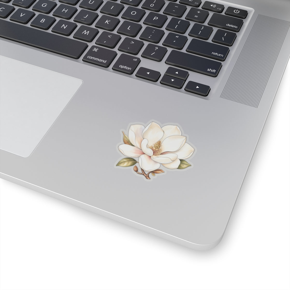 White Magnolia Flower Sticker Decal, Blossom Floral Watercolor Art Vinyl Cute Waterbottle Tumbler Car Waterproof Bumper Clear Die Cut Wall - Starcove Fashion