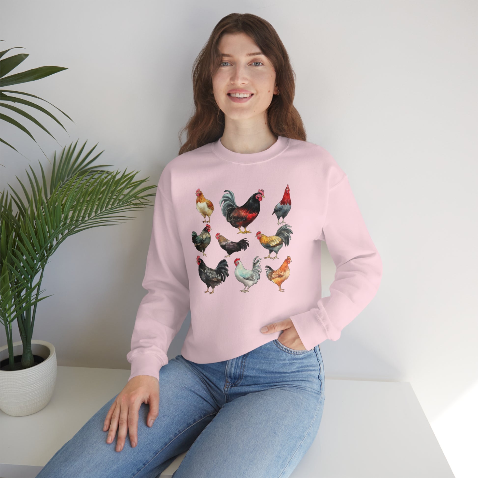 Chickens Sweatshirt, Farm Animal Graphic Crewneck Fleece Cotton Sweater Jumper Pullover Men Women Adult Aesthetic Top Starcove Fashion
