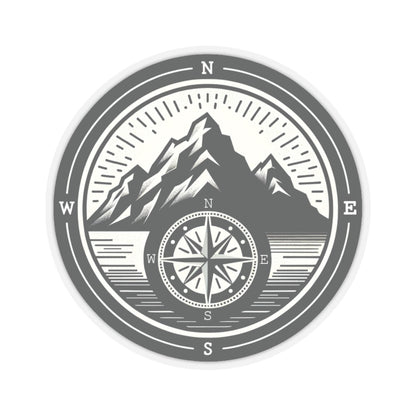 Compass Mountain Sticker Decal, Car Bumper Navigation Art Vinyl Laptop Cute Waterbottle Tumbler Waterproof Clear Aesthetic