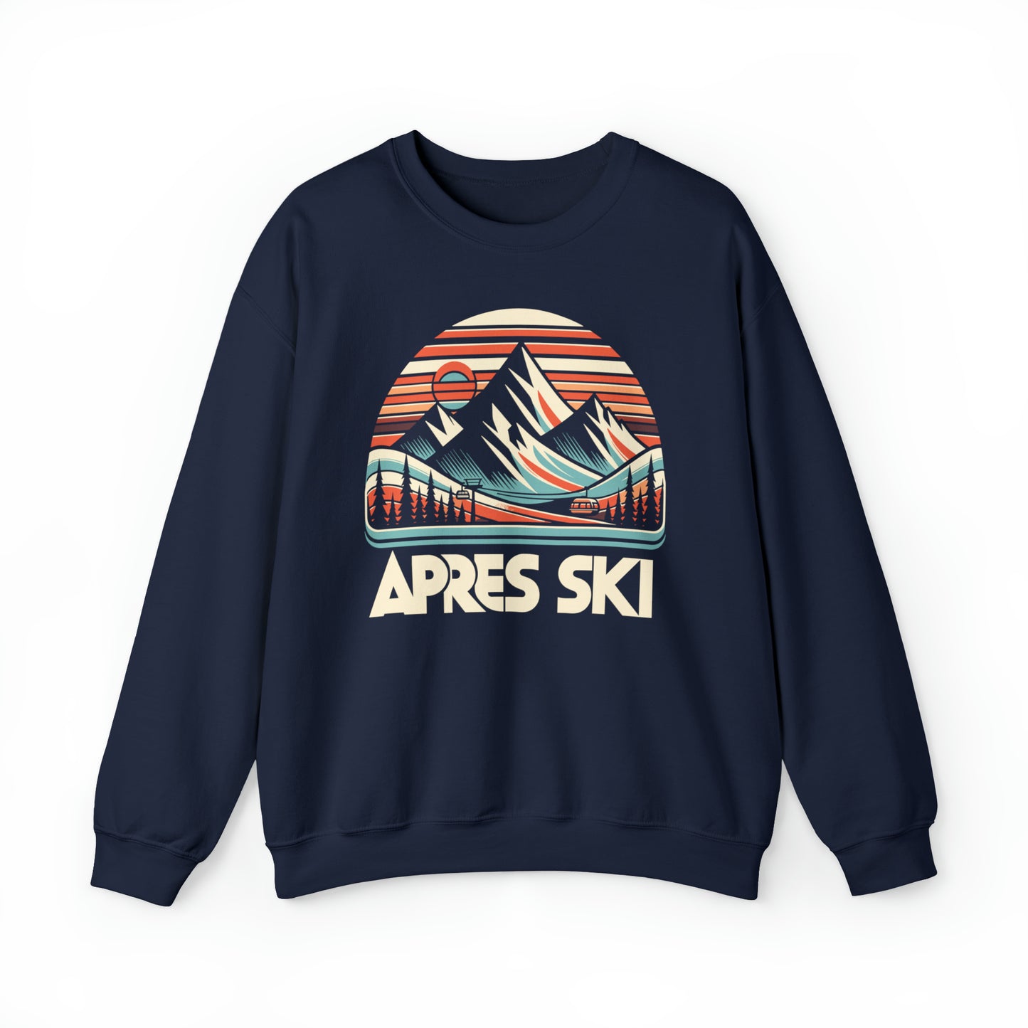 Apres Ski Sweatshirt, Mountain Graphic skied Crewneck Fleece Cotton Sweater Jumper Pullover Men Women Girls Aesthetic Skiing Top