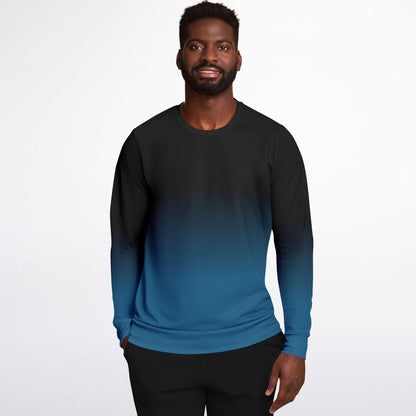 Black Blue Ombre Sweatshirt Cotton, Tie Dye Gradient Crewneck Fleece Sweater Jumper Pullover Men Women Adult Aesthetic Designer Top