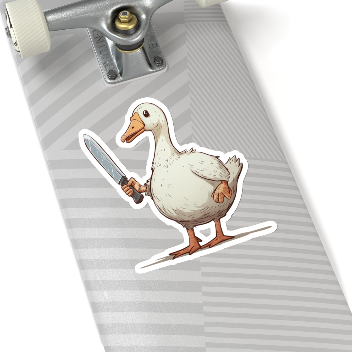 Goose with Knife Sticker Decal, Funny Animal Art Vinyl Laptop Cute Waterbottle Tumbler Car Waterproof Bumper Clear Aesthetic