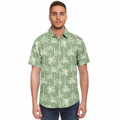 designer dress shirts men palm beach Men's St Barth Embroidered (White with Navy Palm) Linen Shirt L / White with Navy Palm