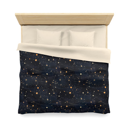 Constellations Duvet Cover, Stars Space Night Sky Bedding Queen King Full Twin XL Microfiber Unique Designer Bed Quilt Bedroom Decor