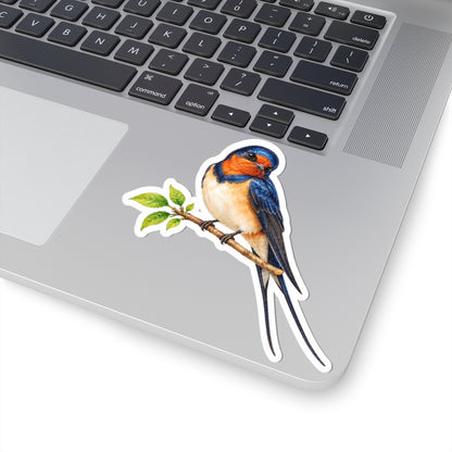 Barn Swallow Bird Sticker Decal, Blue Forked Tail Birdwatcher Watercolor Art Vinyl Laptop Waterbottle Tumbler Car Waterproof Bumper Clear