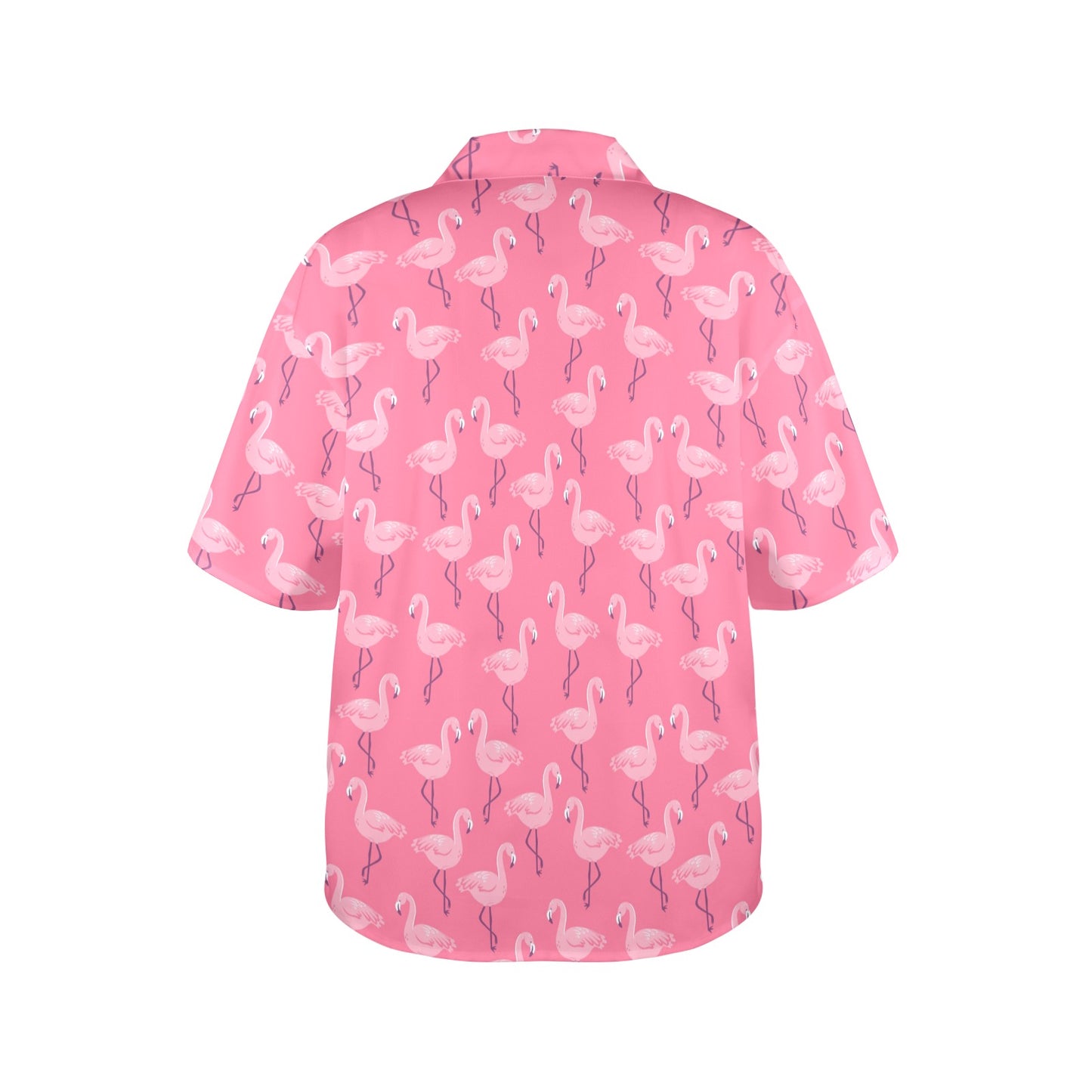 Pink Flamingo Women Hawaiian shirt, Tropical Print Vintage Retro Hawaii Button Up Down Plus Size Ladies Aloha Blouse - Starcove Fashion