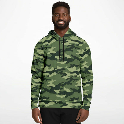 Olive Green Camo Hoodie, Camouflage Pullover Men Women Adult Aesthetic Graphic Cotton Hooded Sweatshirt with Pockets