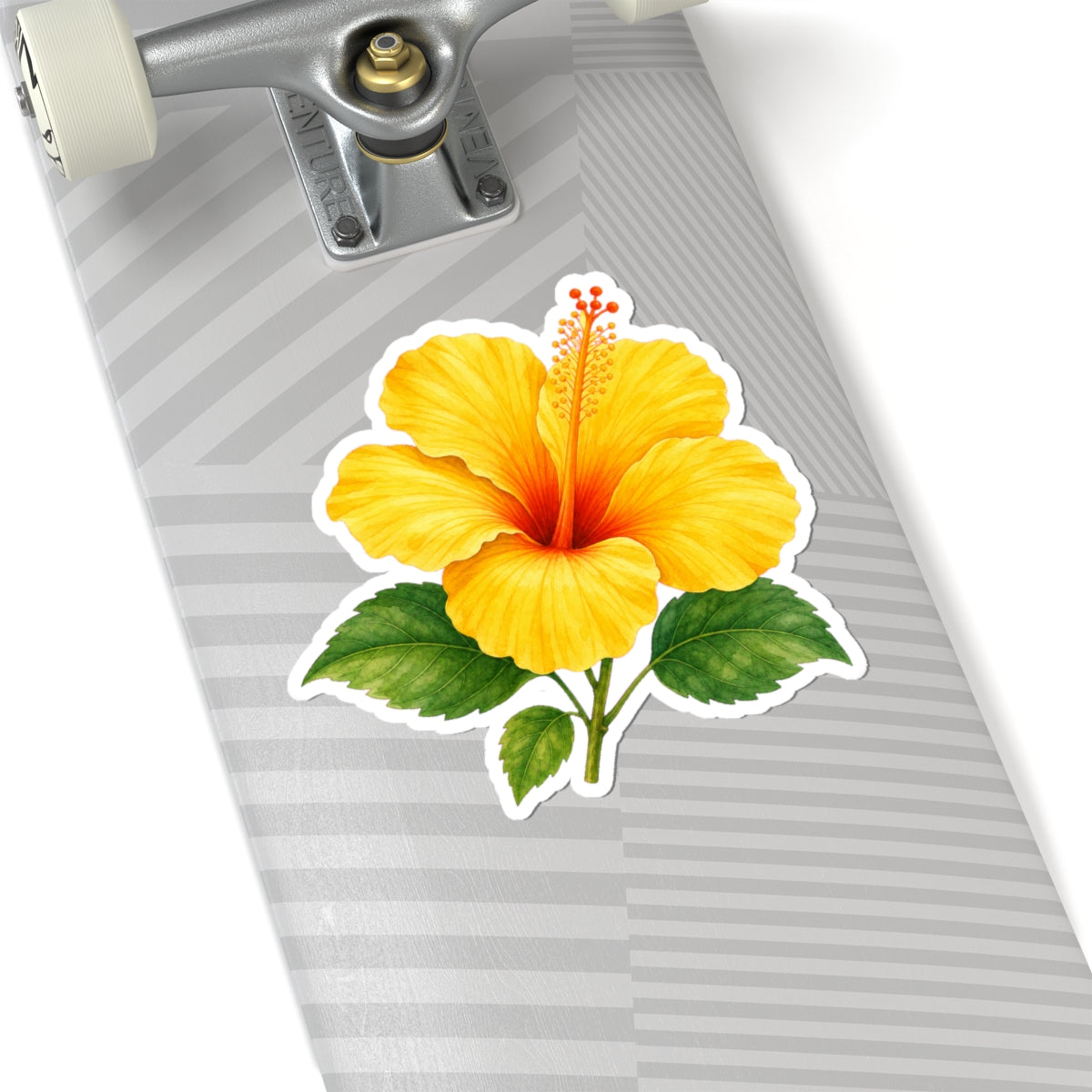 Yellow Hibiscus Flower Sticker Decal, Blossom Floral Watercolor Art Vinyl Cute Waterbottle Tumbler Car Waterproof Bumper Clear Die Cut Wall - Starcove Fashion