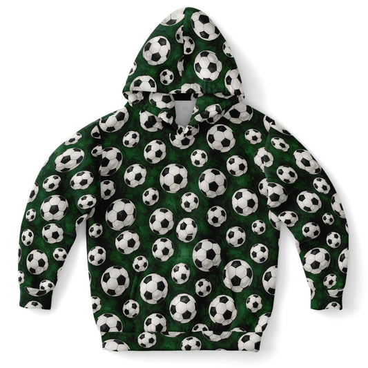 Soccer Ball Kids Pullover Hoodie, Football Green Girls Boy Toddler Youth Children Fleece Aesthetic Graphic Cotton Hooded Sweatshirt Pockets