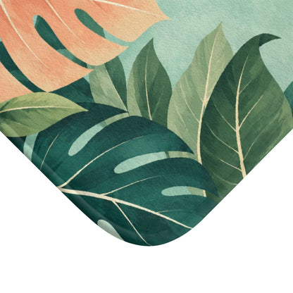 Monstera Leaf Bath Mat, Tropical Green Memory Foam Cute Shower Bathroom Decor Non Slip Floor Large Small Washable Quick Dry Luxury Rug