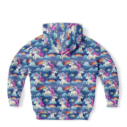 Unicorn Rainbow Kids Pullover Hoodie, Kawaii Girls Boy Toddler Youth Children Fleece Graphic Cozy Cotton Hooded Sweatshirt with Pockets