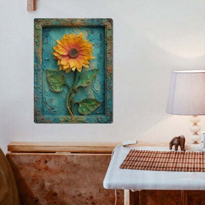 Sunflower Metal Tin Signs, Yellow Flower Printed Farmhouse Vintage Retro Wall Art Hanging Garage Tacker Outdoors Exterior Kitchen Entryway