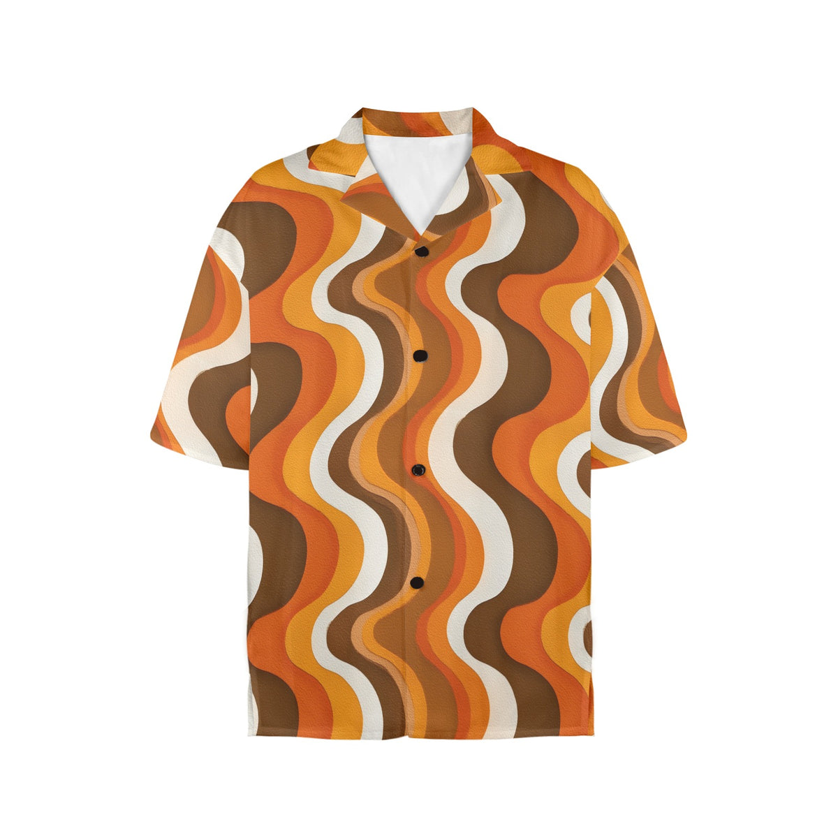 70s Wavy Stripe Women Hawaiian shirt, Retro Vintage Summer Tropical Print Vintage Retro Hawaii Aloha Button Up Down Plus Size Ladies Blouse