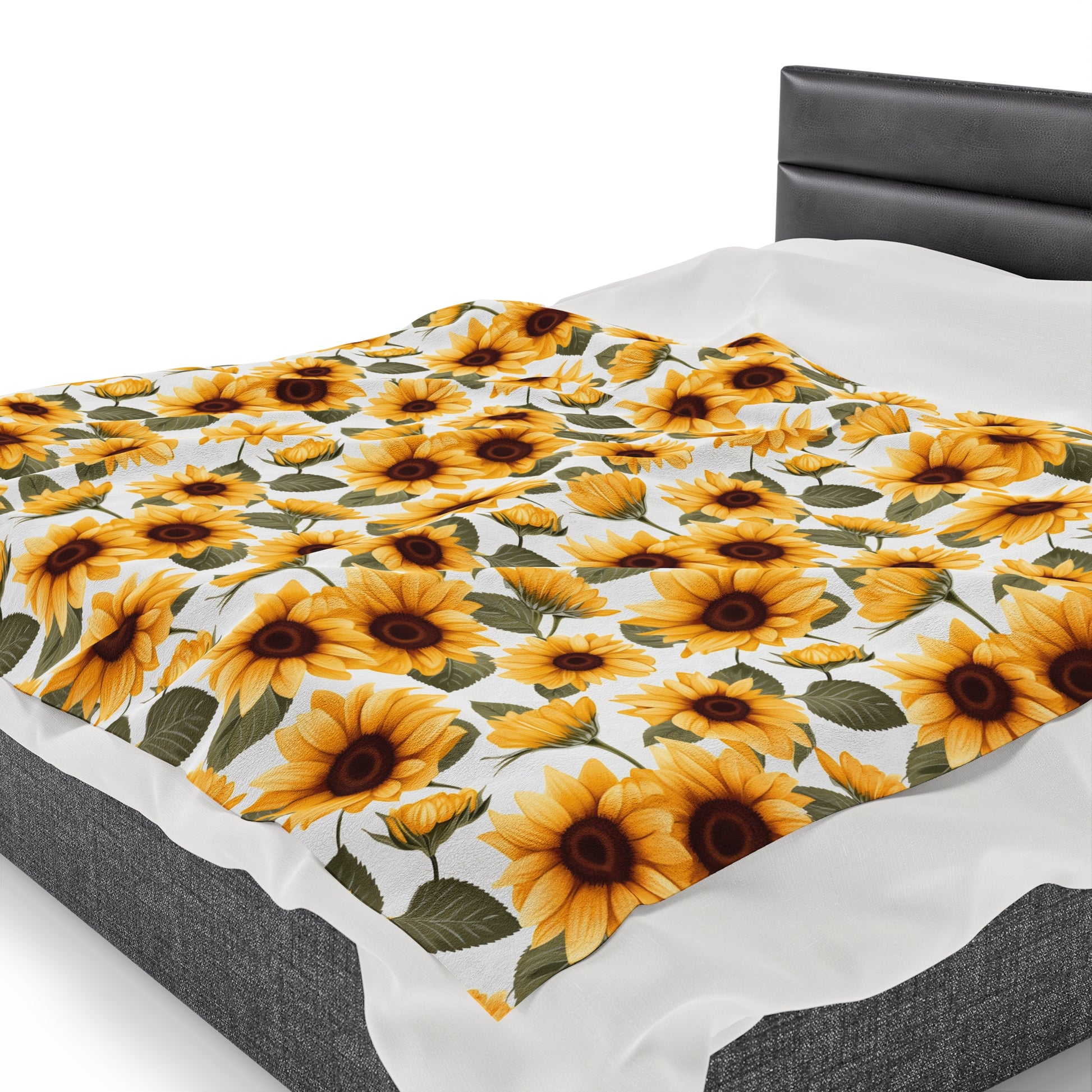 Sunflower Fleece Throw Blanket, White Yellow Flowers Velveteen Soft Plush Fluffy Cozy Warm Adult Kids Small Large Sofa Bed Décor Starcove Fashion