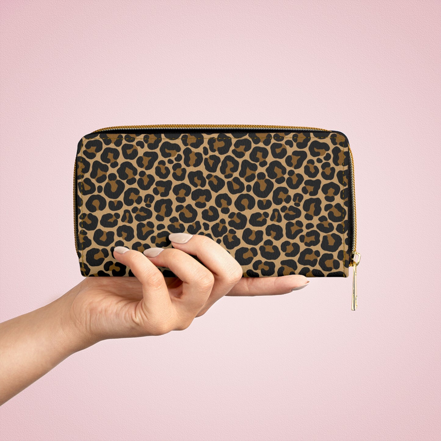 Leopard Leather Wallet Women, Animal Print Cheetah Vegan Zipper Zip Around Coins Credit Cards Pocket Cash Ladies Female Pouch Clutch Purse