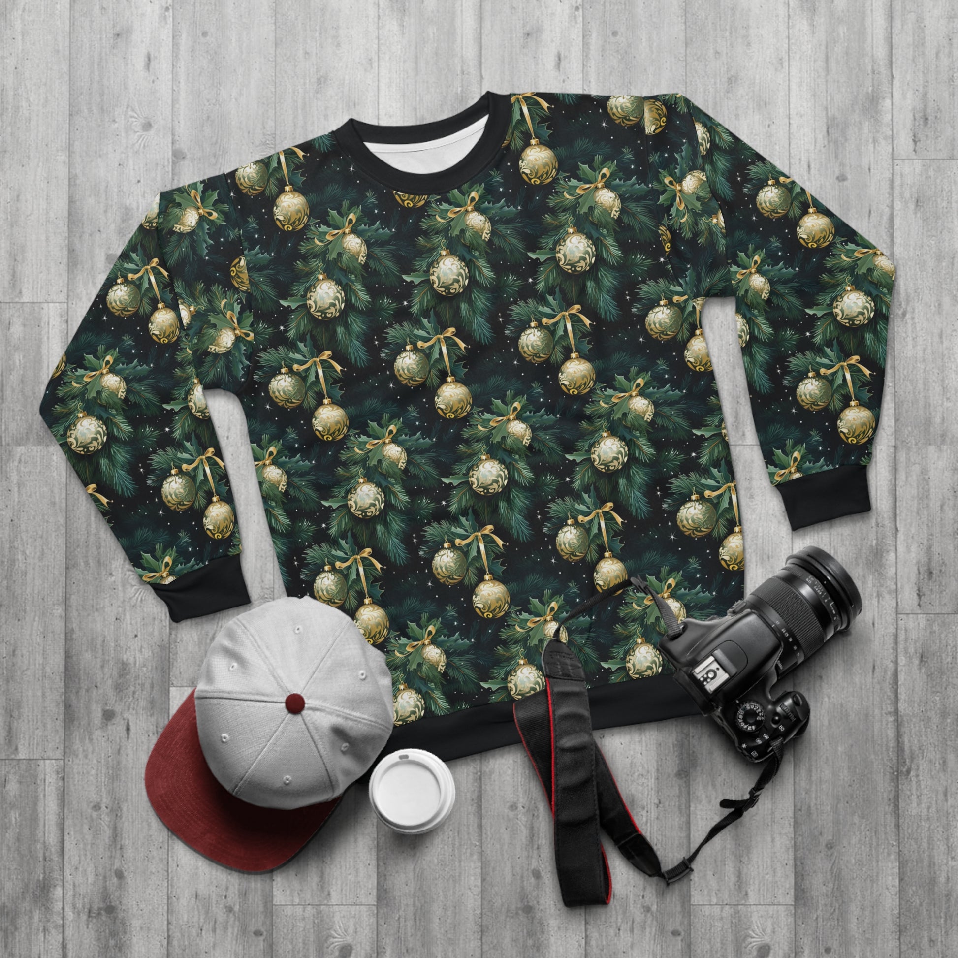 Ugly Christmas Sweater, Green Gold Bad Tacky Xmas Tree Print Women Men Vintage Funny Party Winter Holiday Outfit Sweatshirt Starcove Fashion