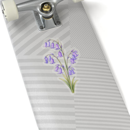 Purple Bluebell Flower Sticker Decal, Floral Watercolor Art Vinyl Cute Waterbottle Tumbler Car Waterproof Bumper Clear Die Cut Wall - Starcove Fashion